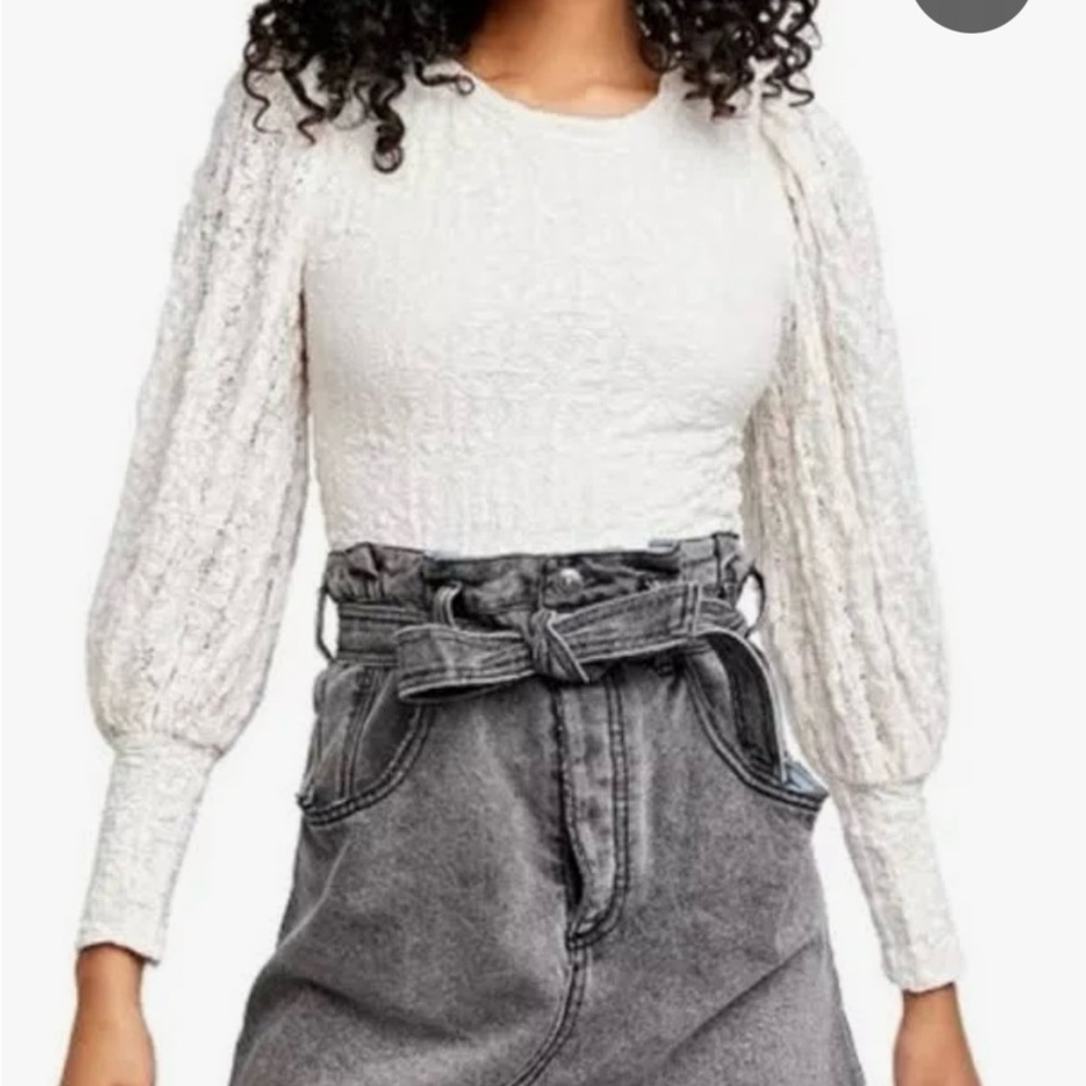 Free People Long Puff Sleeve Top